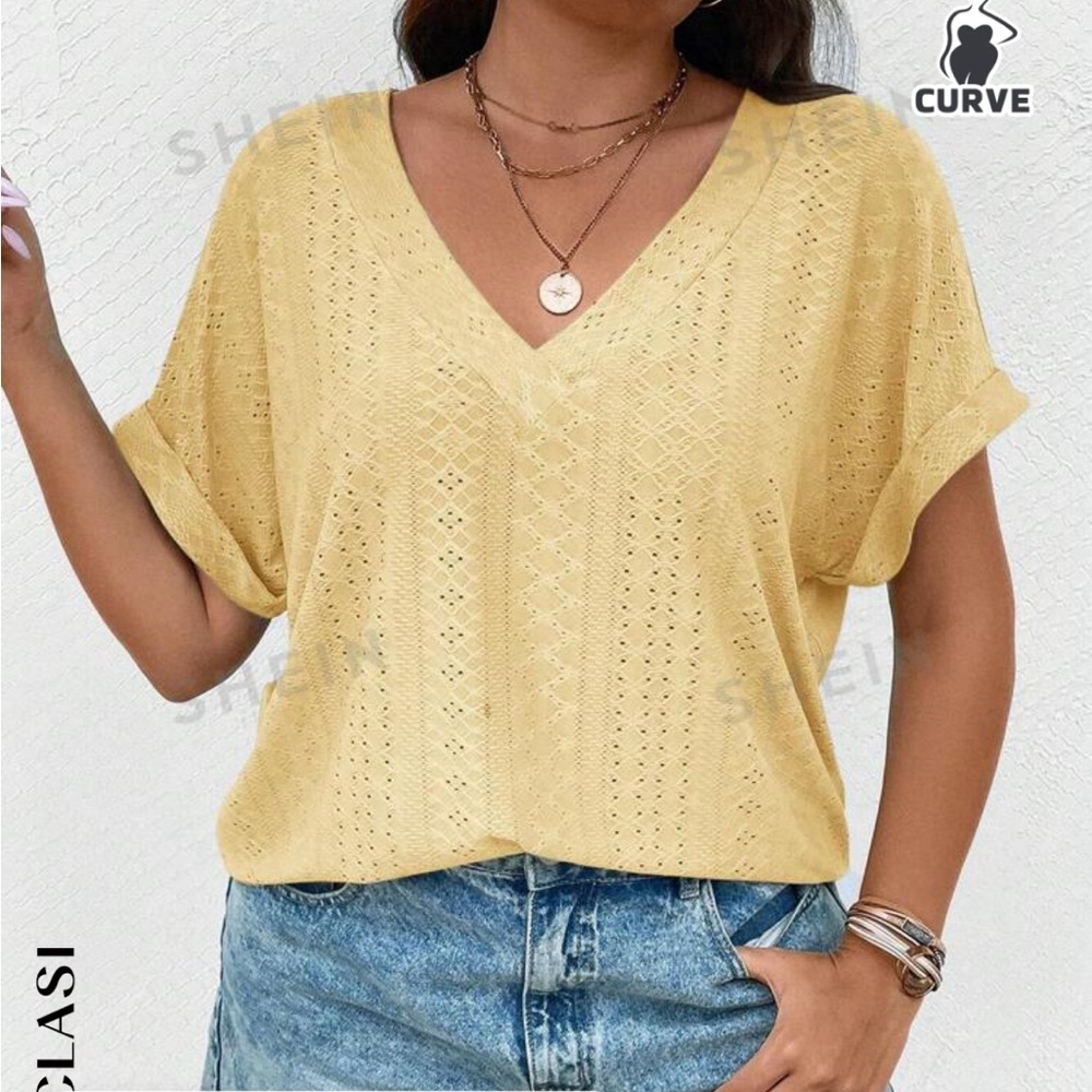 Yellow eyelet look brand new top